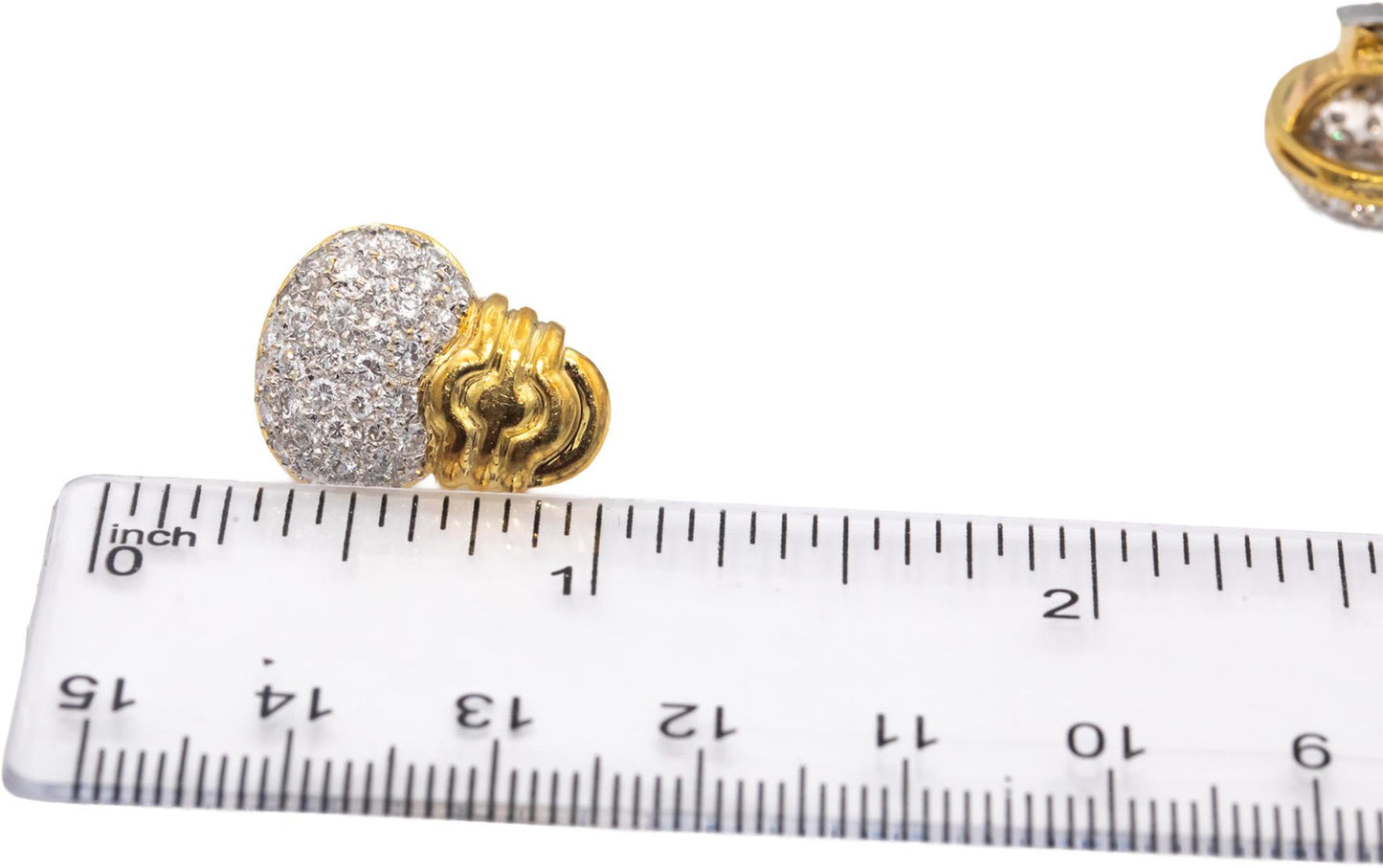 18k Yellow & White Gold VS Round Diamond Cluster Clip-On Earrings 1.35CT