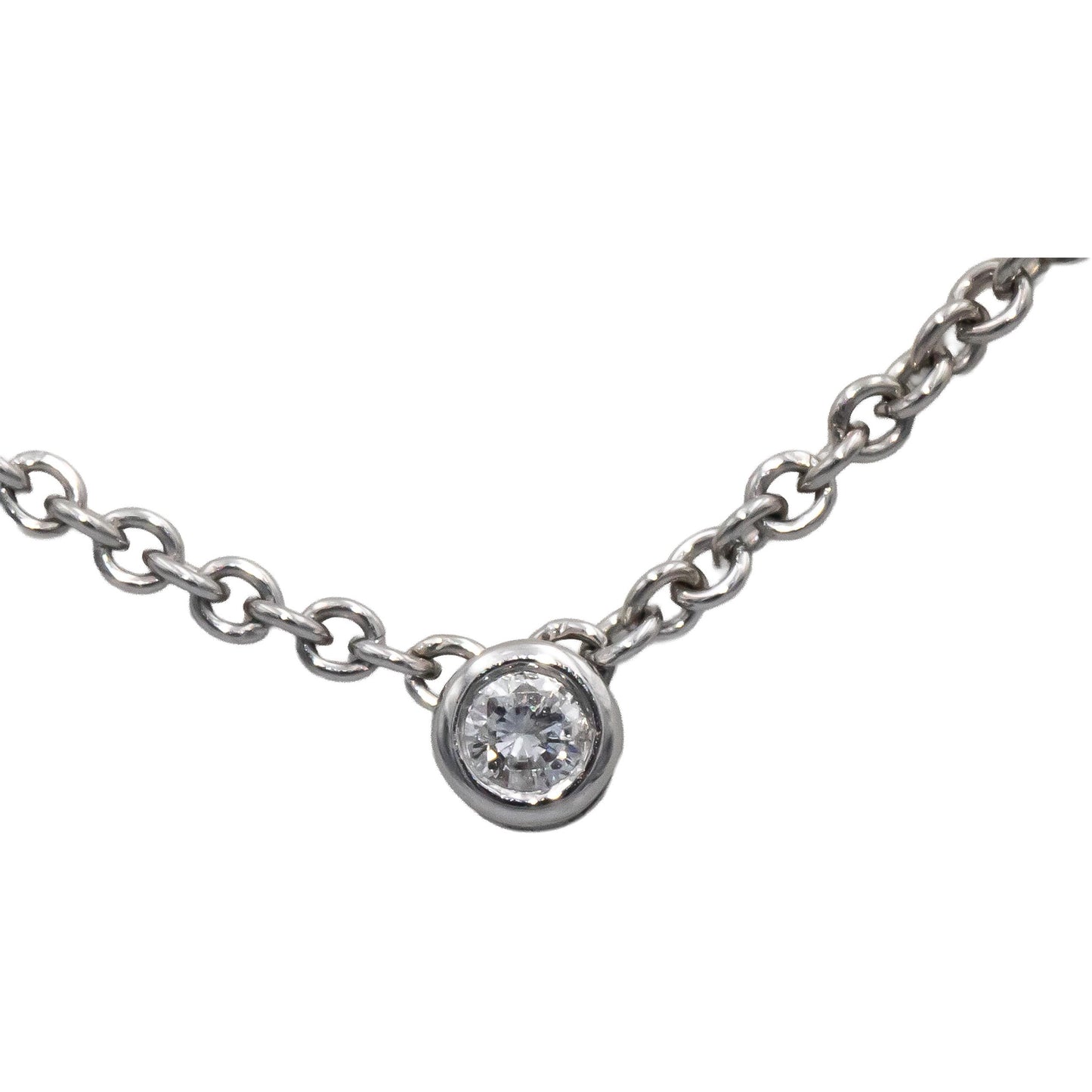 14k White Gold VS Round Bezel Set Diamond Solitaire Pendant Necklace 0.10CT