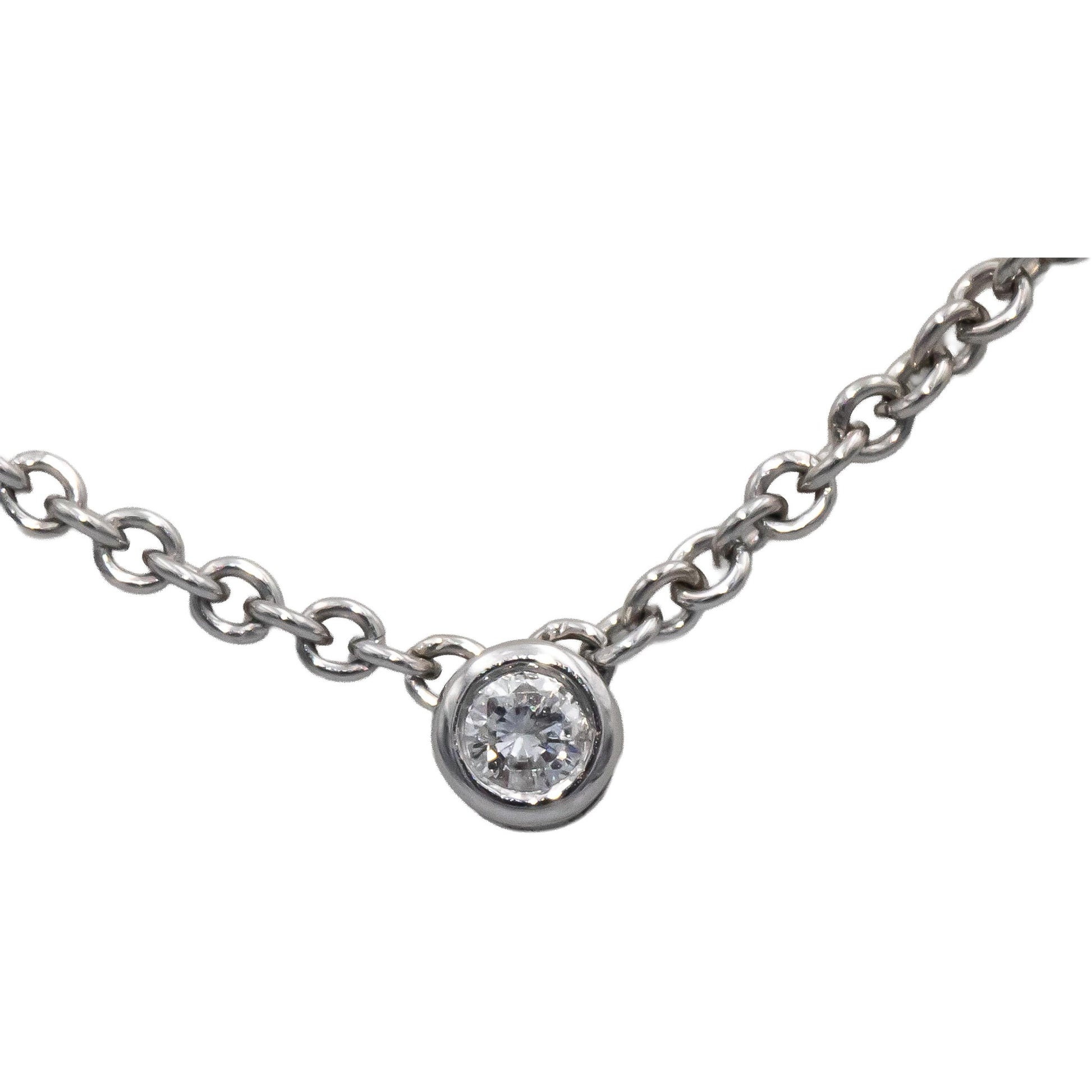 14k White Gold VS Round Bezel Set Diamond Solitaire Pendant Necklace 0.10CT