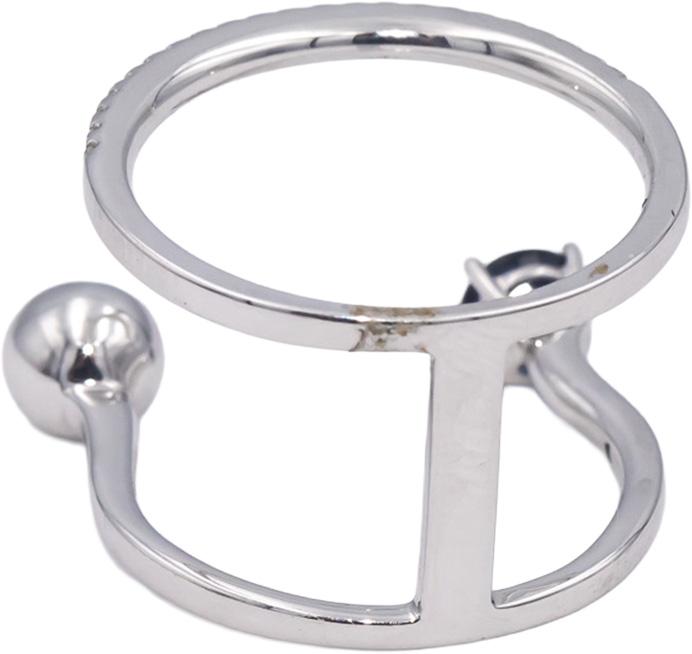 18k White Gold Round Sapphire and Diamond Abstract Ring 0.66CT Size 8