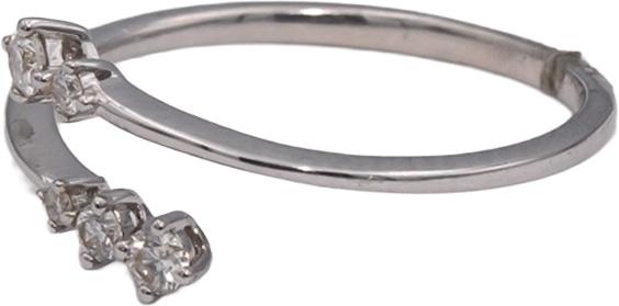 18k White Gold Round Diamond Wrap Around By Pass Ring 0.15CT Size 7.5