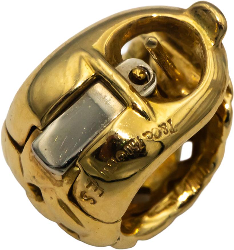 TIFFANY & CO. 18k Yellow Gold Vannerie Basket Weave Huggie Hoop Earrings