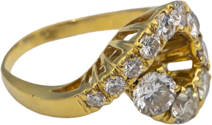 18k Yellow Gold VS Round Diamond Spiral Cocktail Ring 1.50CT Size 7.25