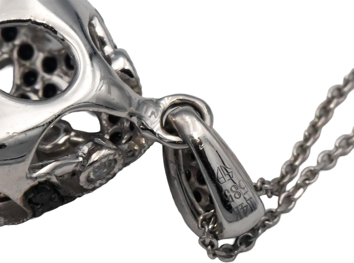 14k White Gold Round White & Black Diamond Cluster Pendant Necklace 0.75CTW