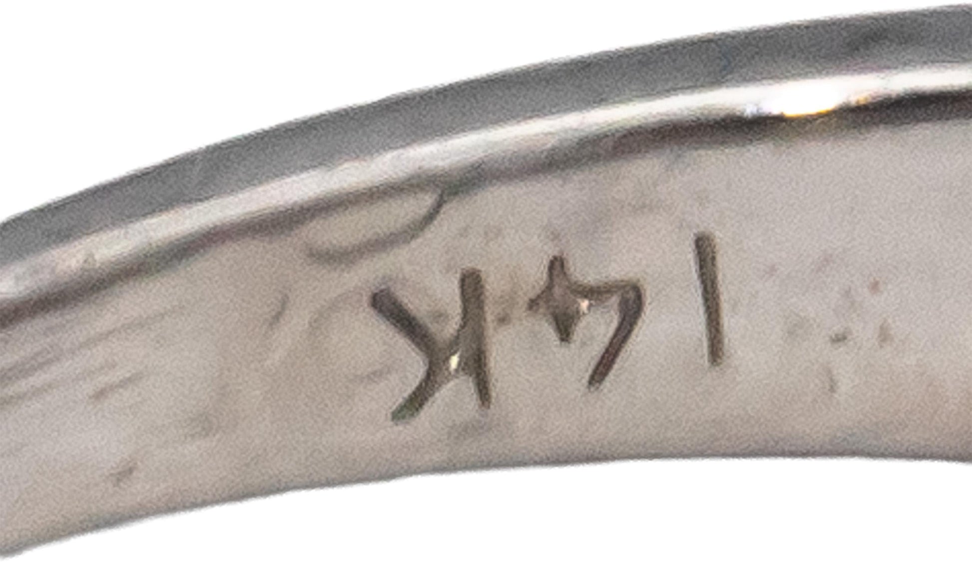 14k White Gold Round & Baguette Cut Diamond Band Ring 0.52CT Size 4.75