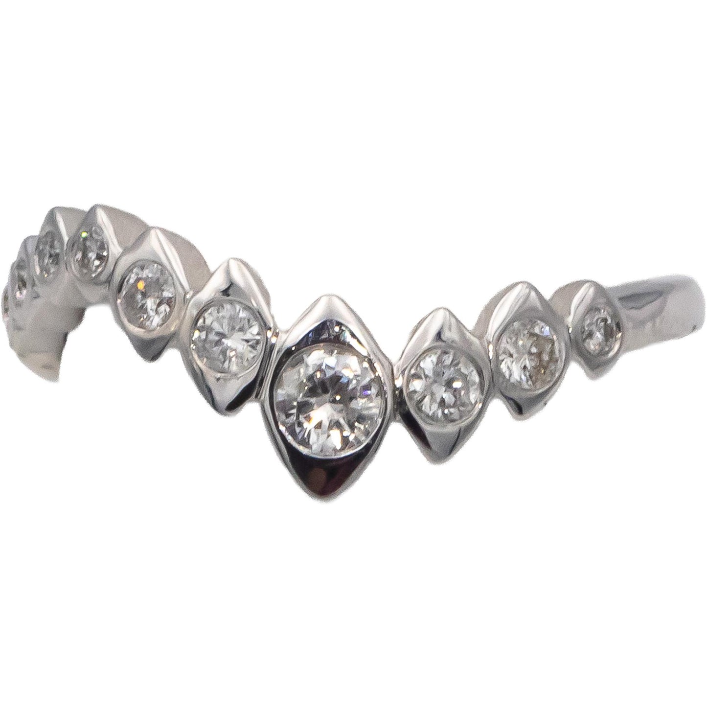 18k White Gold Round Bezel Set Diamond Band Ring 0.30CT Size 7