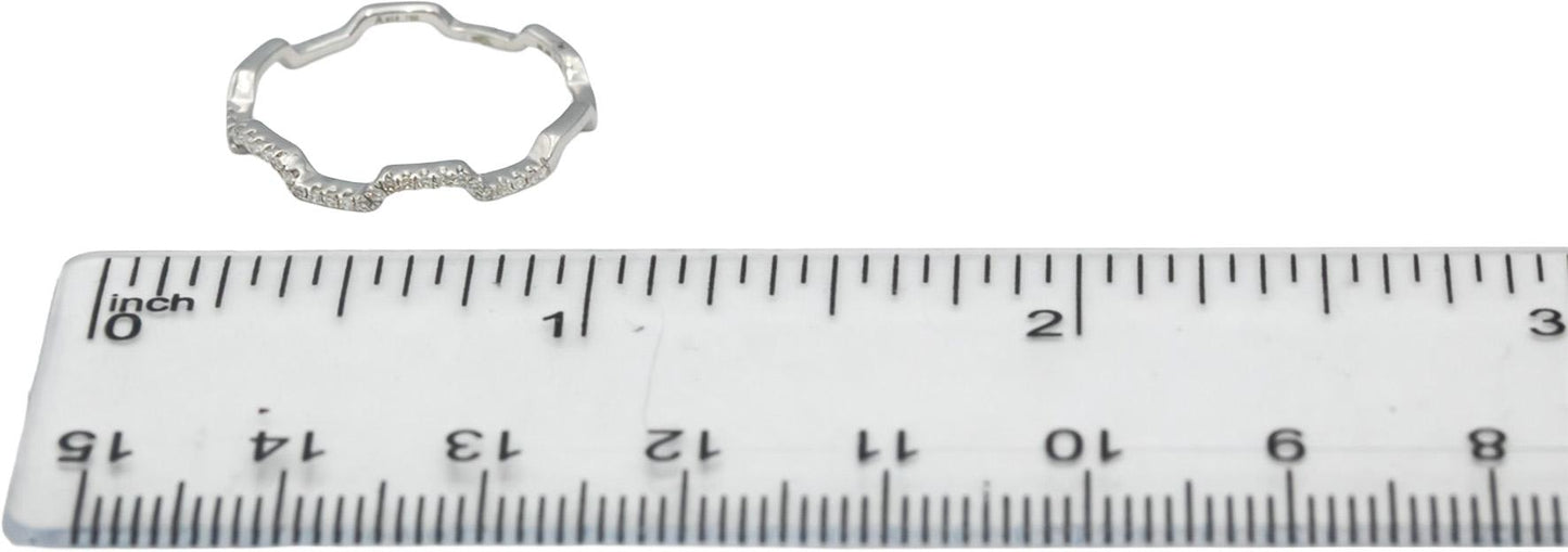 18k White Gold Round Diamond Zig Zag Stacking Band Ring 0.06CT Size 7