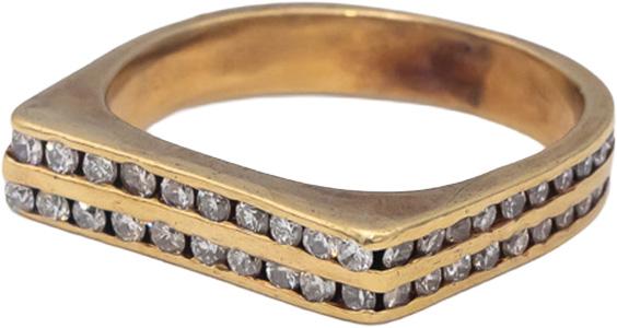 10k Yellow Gold Round Diamond Two Row Eternity Band Ring 1.0CT Size 7.75