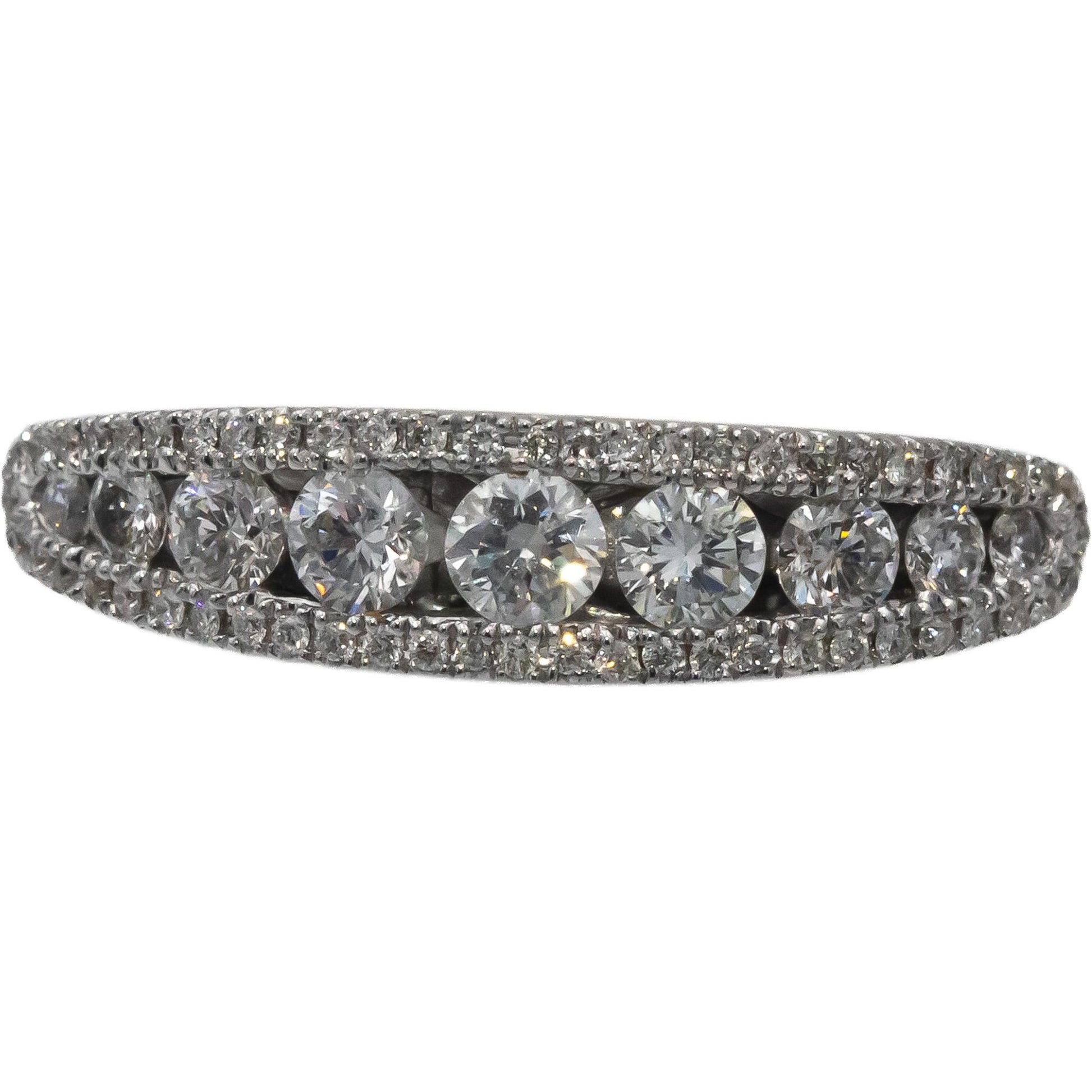 18k White Gold VS Round Diamond Band Ring 0.55CT Size 6.75