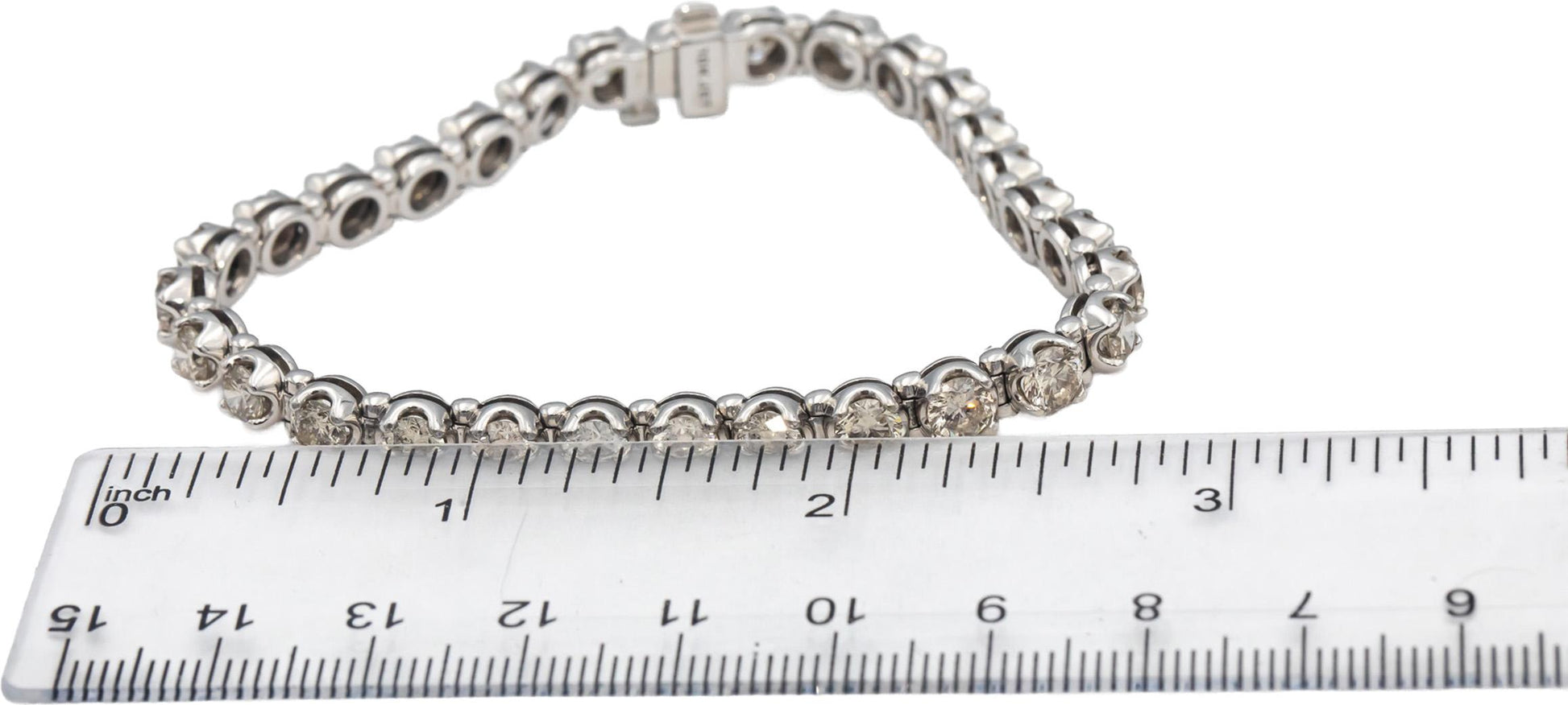 10k White Gold Round Diamond Tennis Bracelet 10.0CT