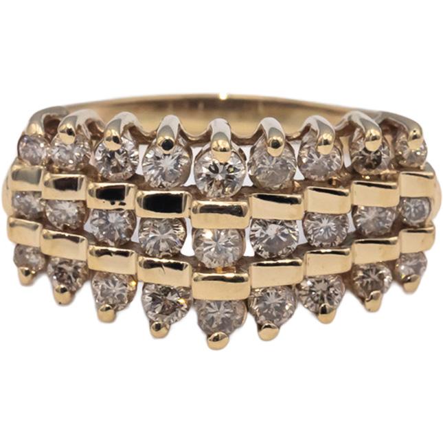 10k Yellow Gold Round Diamond Pyramid Style Ring 0.75CT Size 7