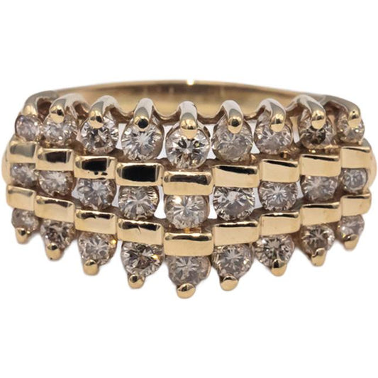 10k Yellow Gold Round Diamond Pyramid Style Ring 0.75CT Size 7