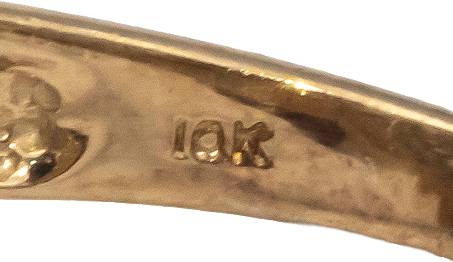 10k Yellow & White Gold Round & Baguette Cut Diamond Cocktail Ring 0.50CT Size 7