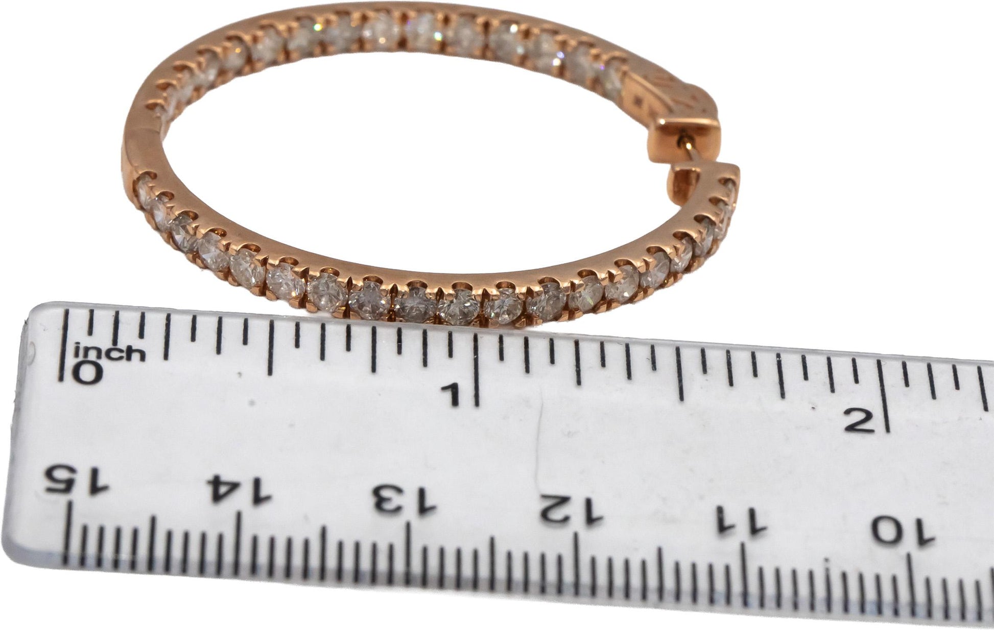 10k Rose Gold Round Diamond Inside Out Hoop Earrings 5.0CT