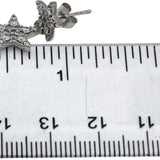 10k White Gold Round Diamond Cluster Drop Dangle Star Earrings 1.0CT