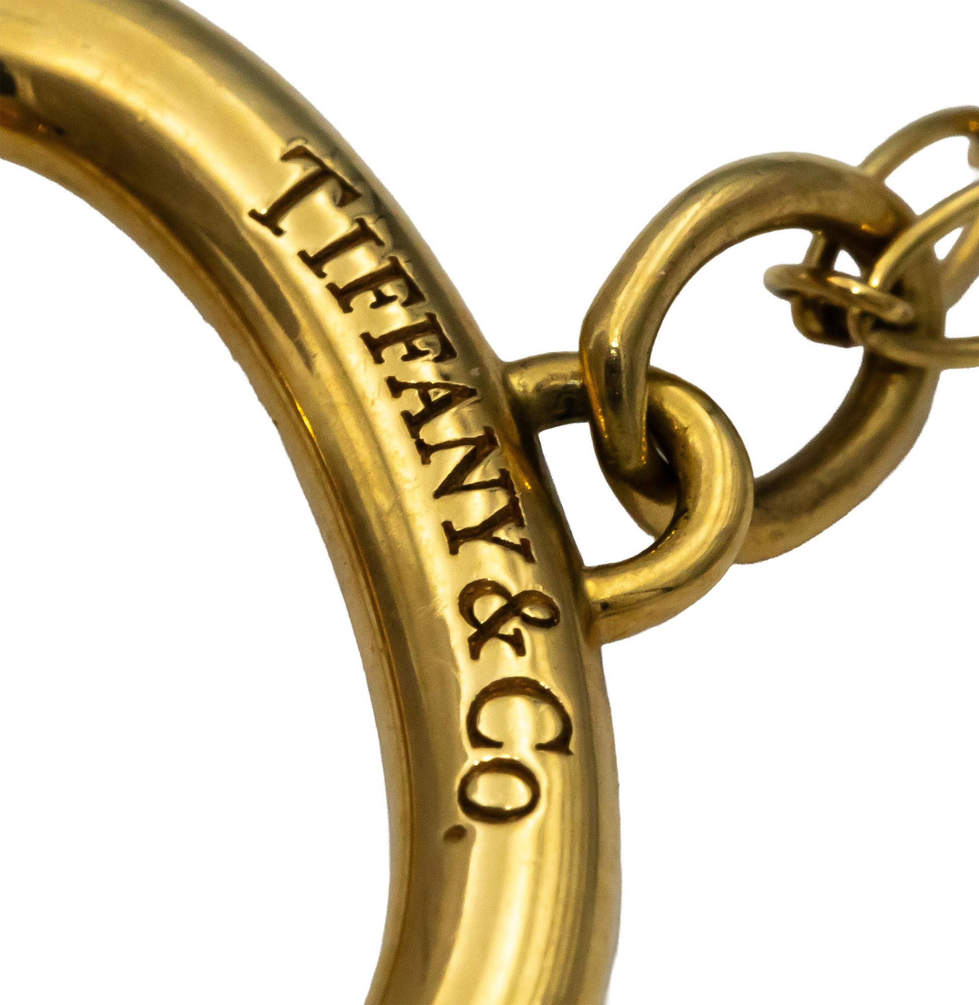 TIFFANY & CO. 18k Yellow Gold Oval Key Pendant Necklace