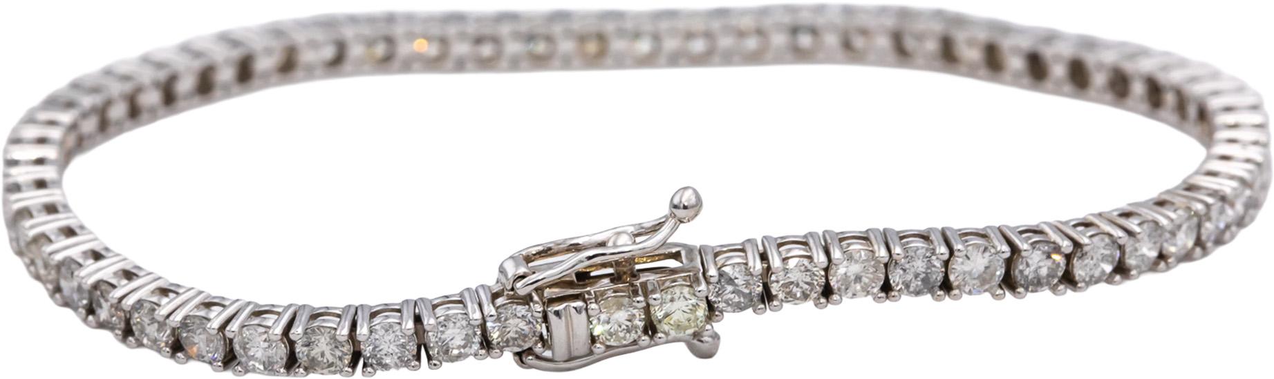 14k White Gold Round Diamond Tennis Bracelet 5.15CT