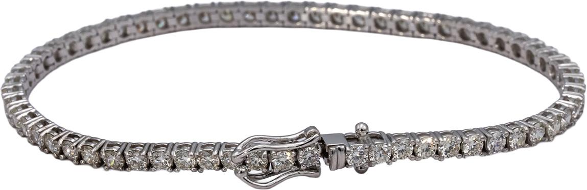 14k White Gold VS Round Diamond Tennis Bracelet 4.37CT