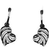 14k White Gold Black Rhodium Diamond Abstract Heart Dangle Earrings 0.50CT