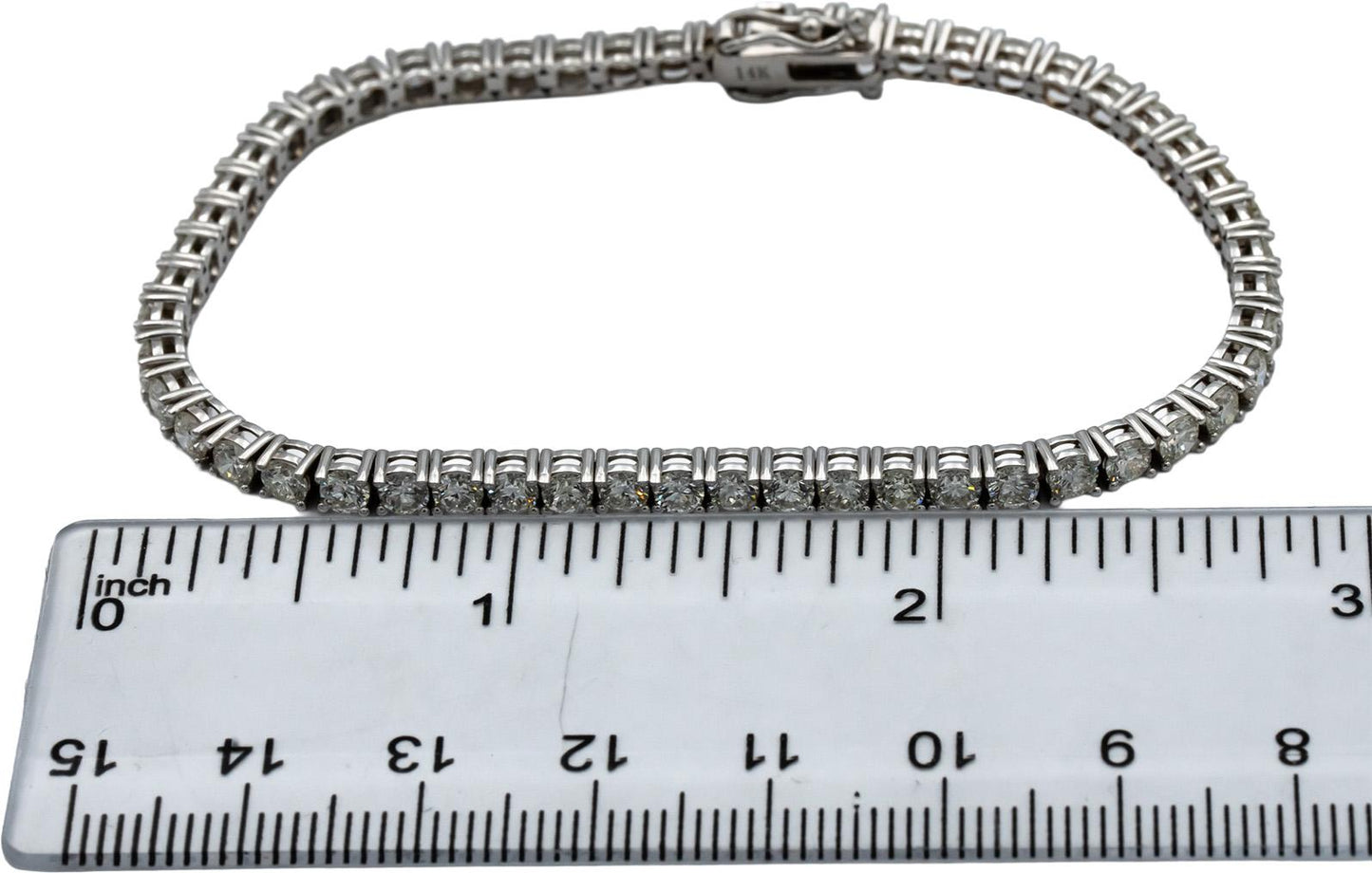 14k White Gold VS Round Diamond Tennis Bracelet 5.72CT