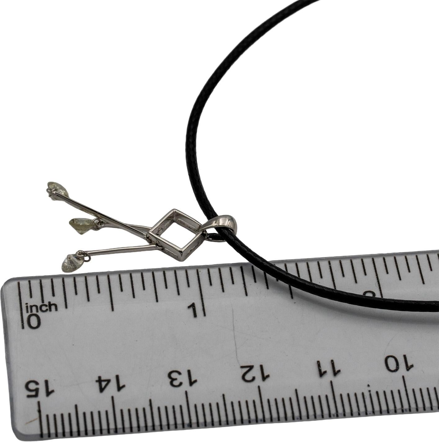 14k White Gold Round Diamond Dangle Pendant Necklace 0.55CT