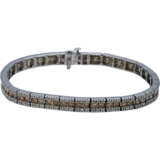 EFFY 14k White Gold Round Diamond Fancy Link Bracelet 3.50CTW