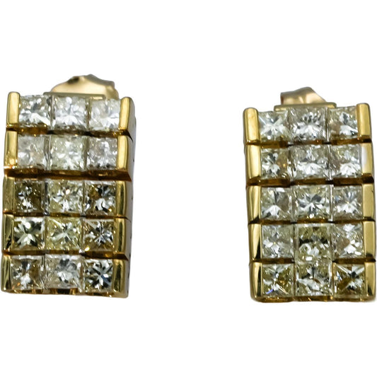 18k & 14k Yellow Gold VS Princess Cut Drop Dangle Stud Earrings 1.50CT