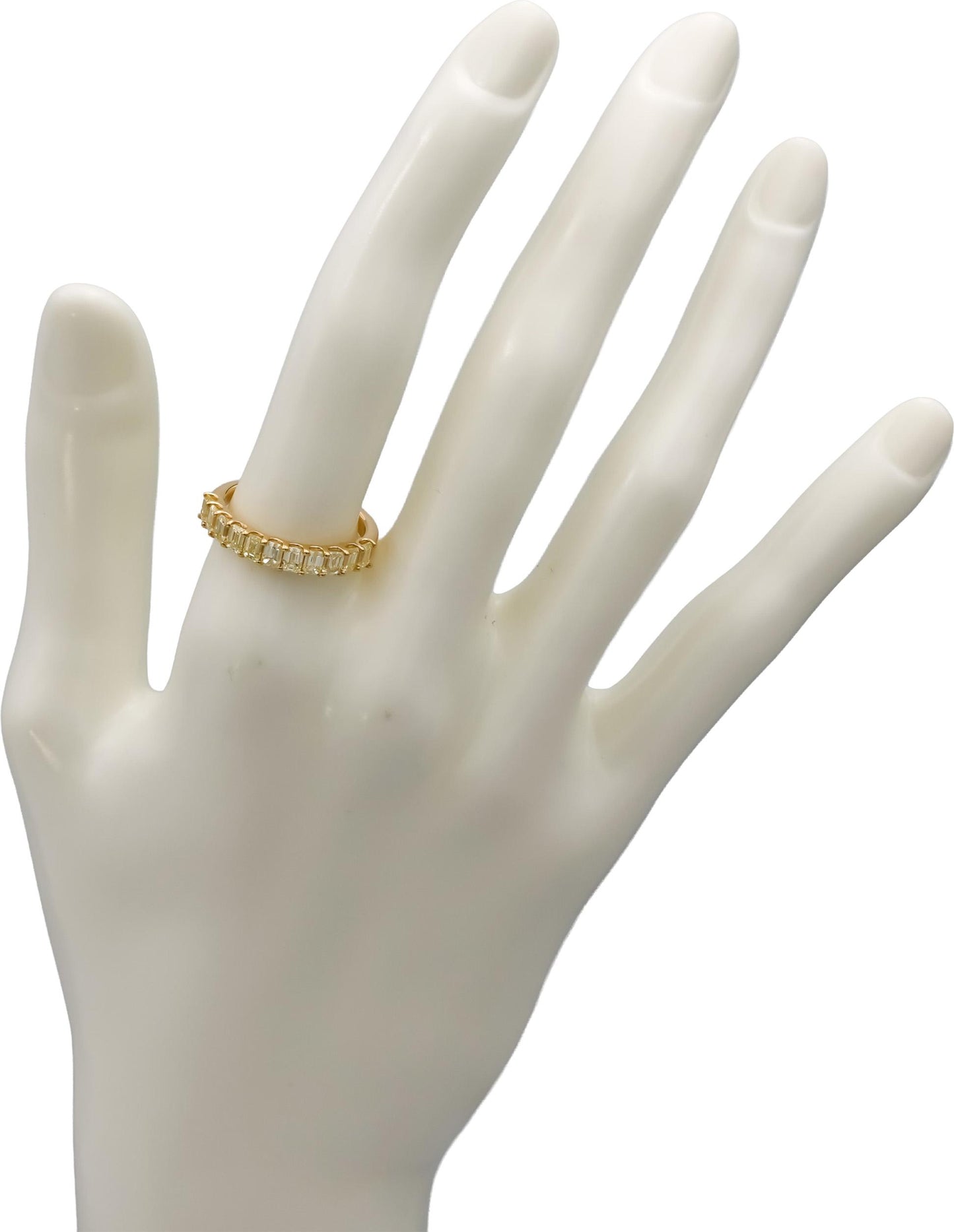 14k Yellow Gold VS Light Yellow Emerald Cut Diamond Band Ring 1.56CT Size 7