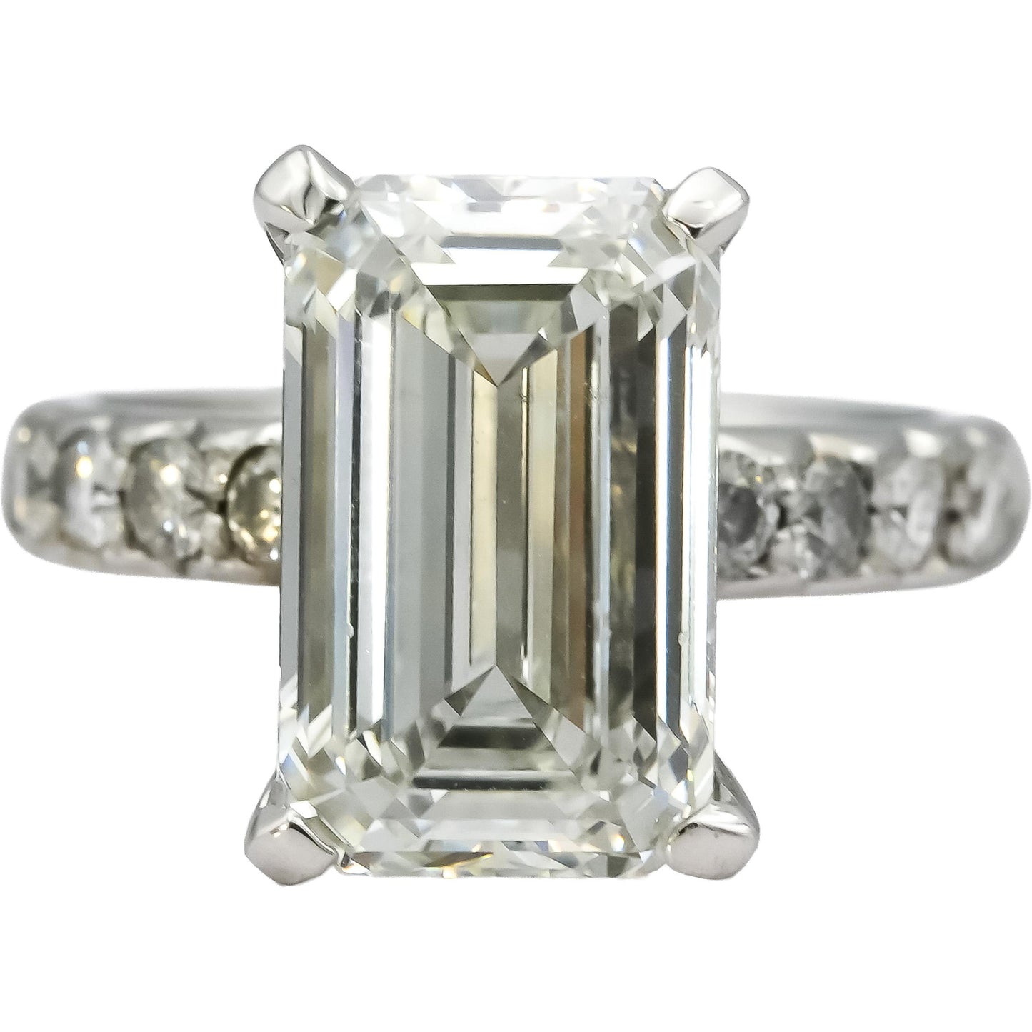 IGI 14k White Gold Lab-Grown Emerald Cut Diamond Ring 7.51CT w/ 7.01CT Center