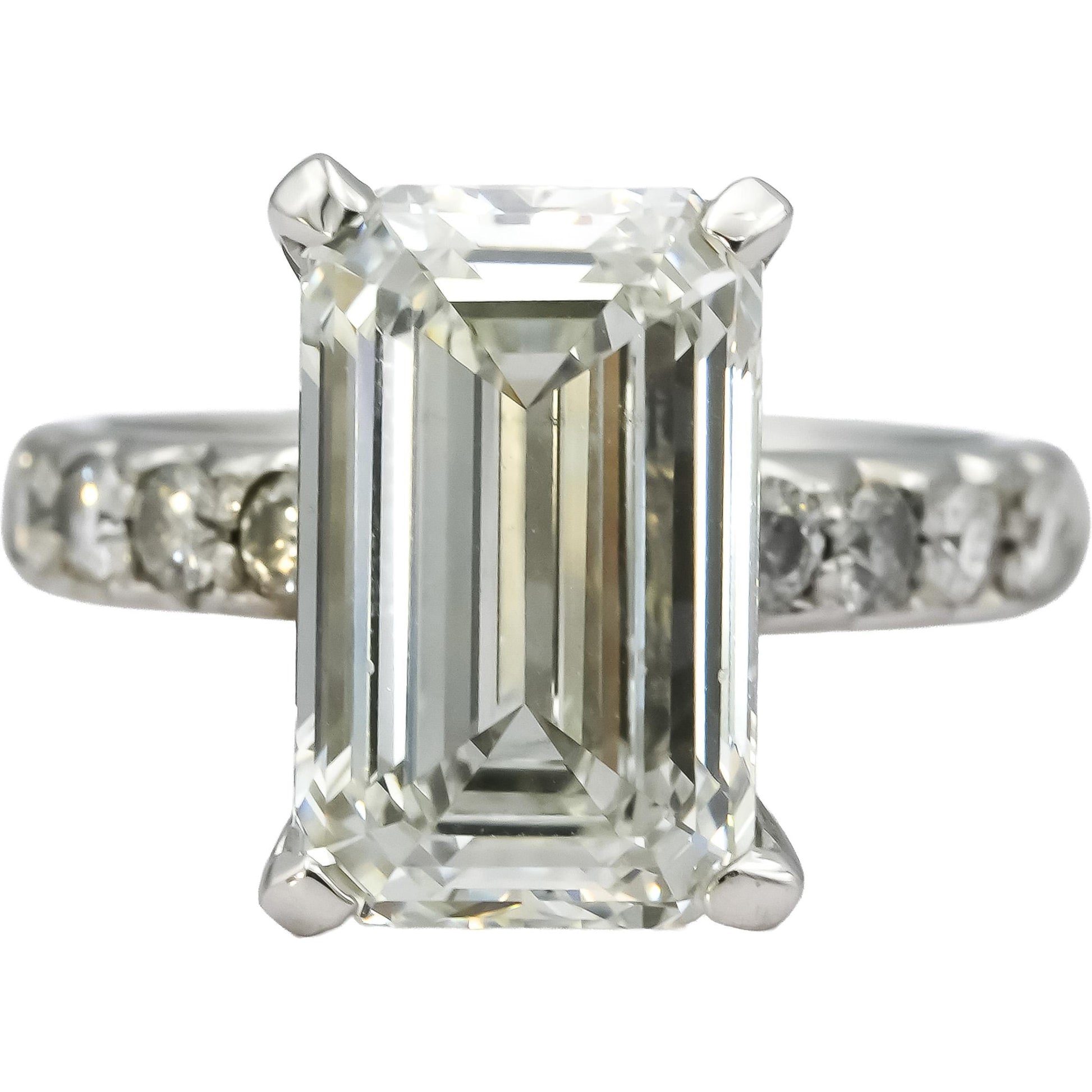 IGI 14k White Gold Lab-Grown Emerald Cut Diamond Ring 7.51CT w/ 7.01CT Center