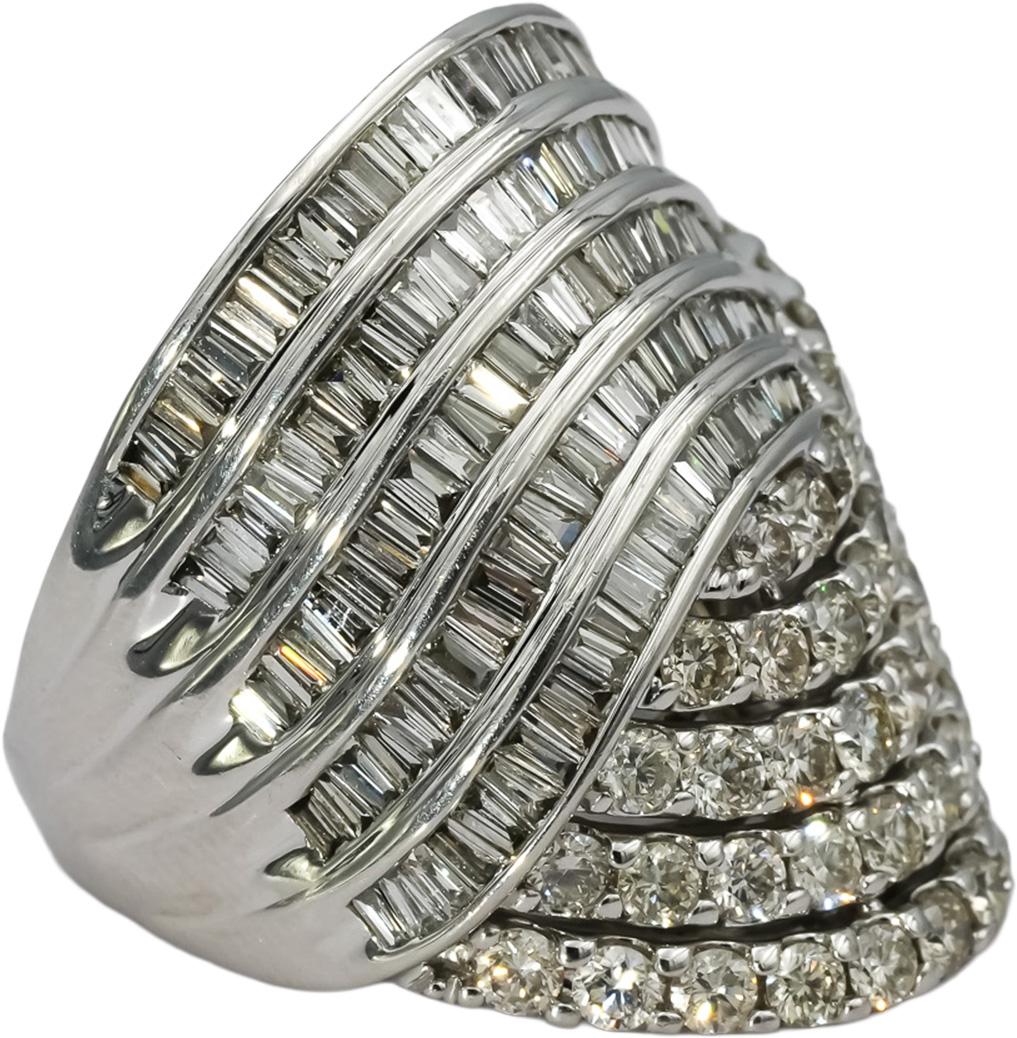 10k White Gold VS Diamond Multi-Row Bypass Ring 5.0CT Size 7.75