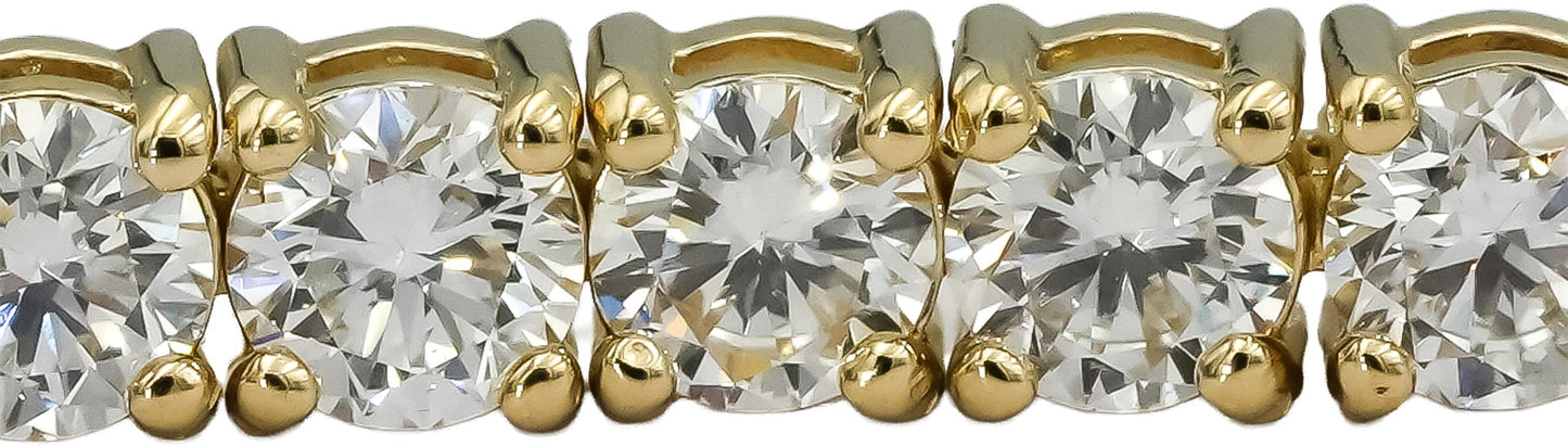 14k Yellow Gold VS Round Diamond Tennis Bracelet 7.19CT