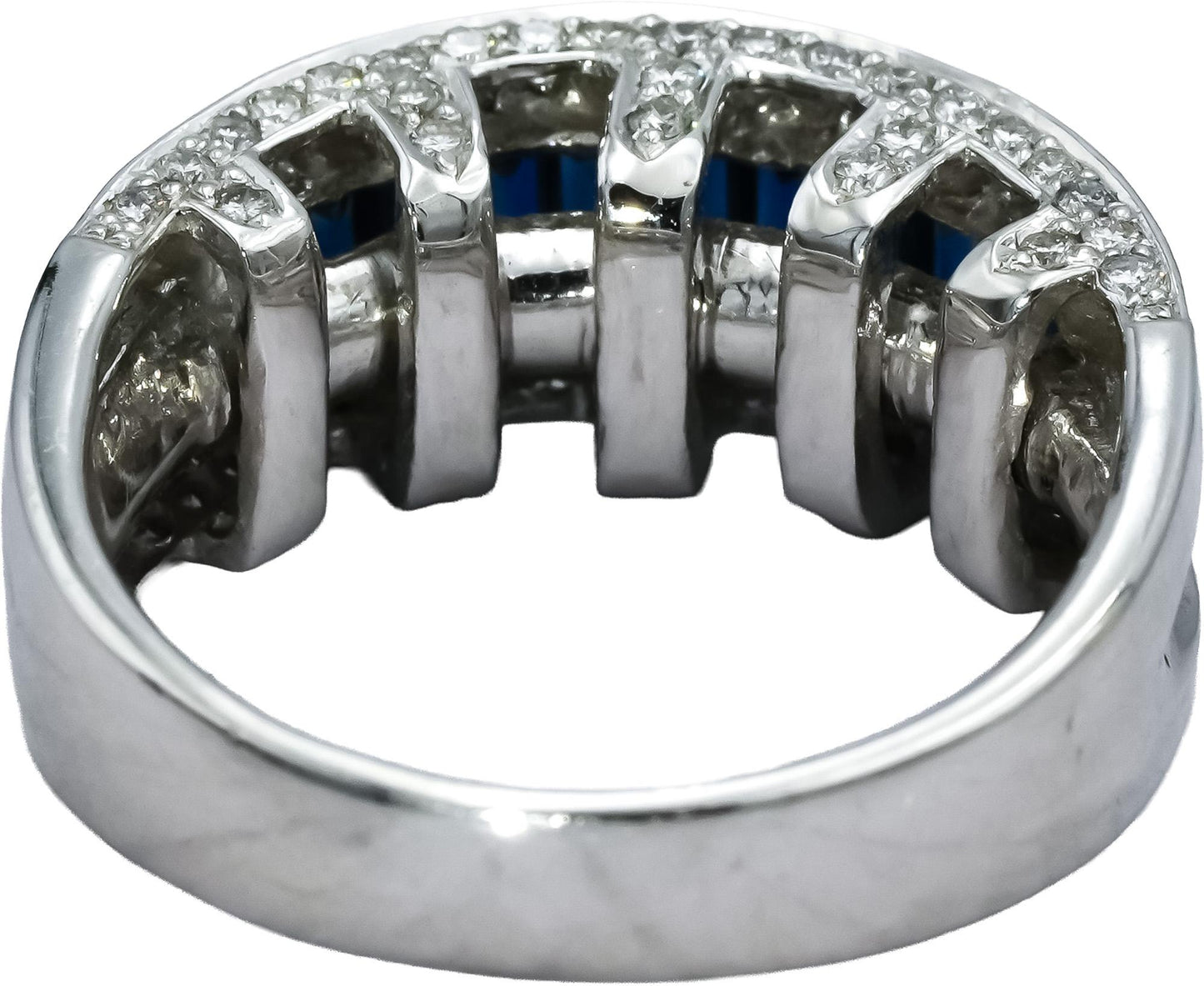 LE VIAN 14k White Gold Diamond and Sapphire Band Ring 2.25CTW Size 7.75
