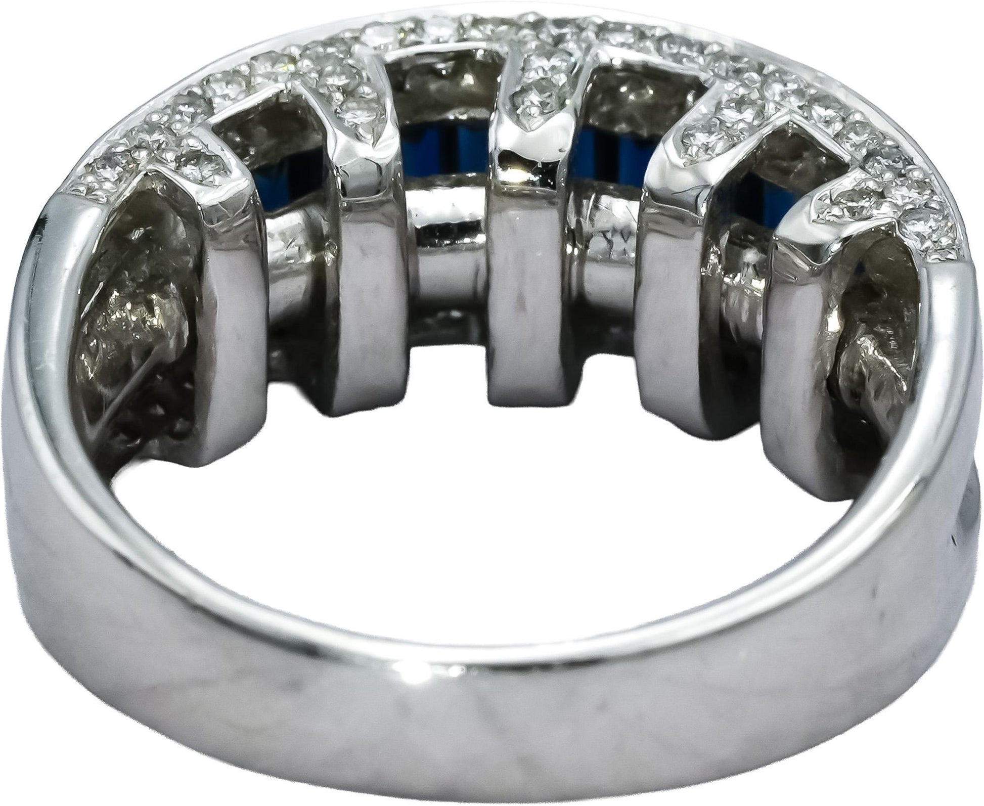 LE VIAN 14k White Gold Diamond and Sapphire Band Ring 2.25CTW Size 7.75