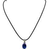14k White Gold Diamond and Lab Grown Sapphire Pendant Necklace 8.05CTW