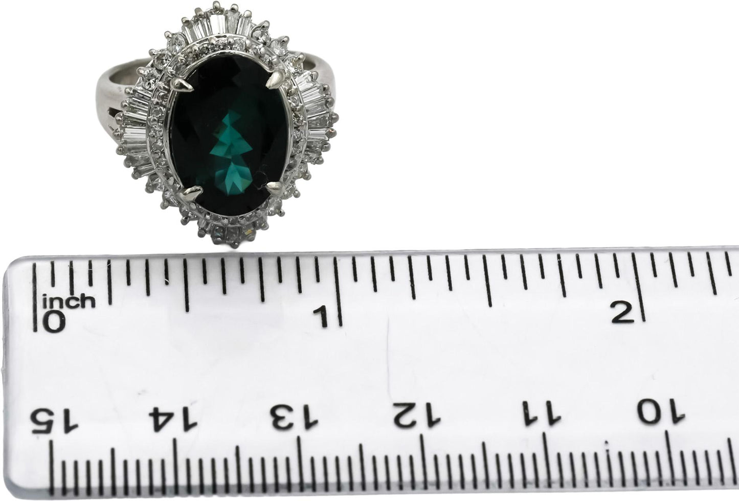 Platinum Diamond and Tourmaline Cocktail Ring 6.87CT Size 7.5