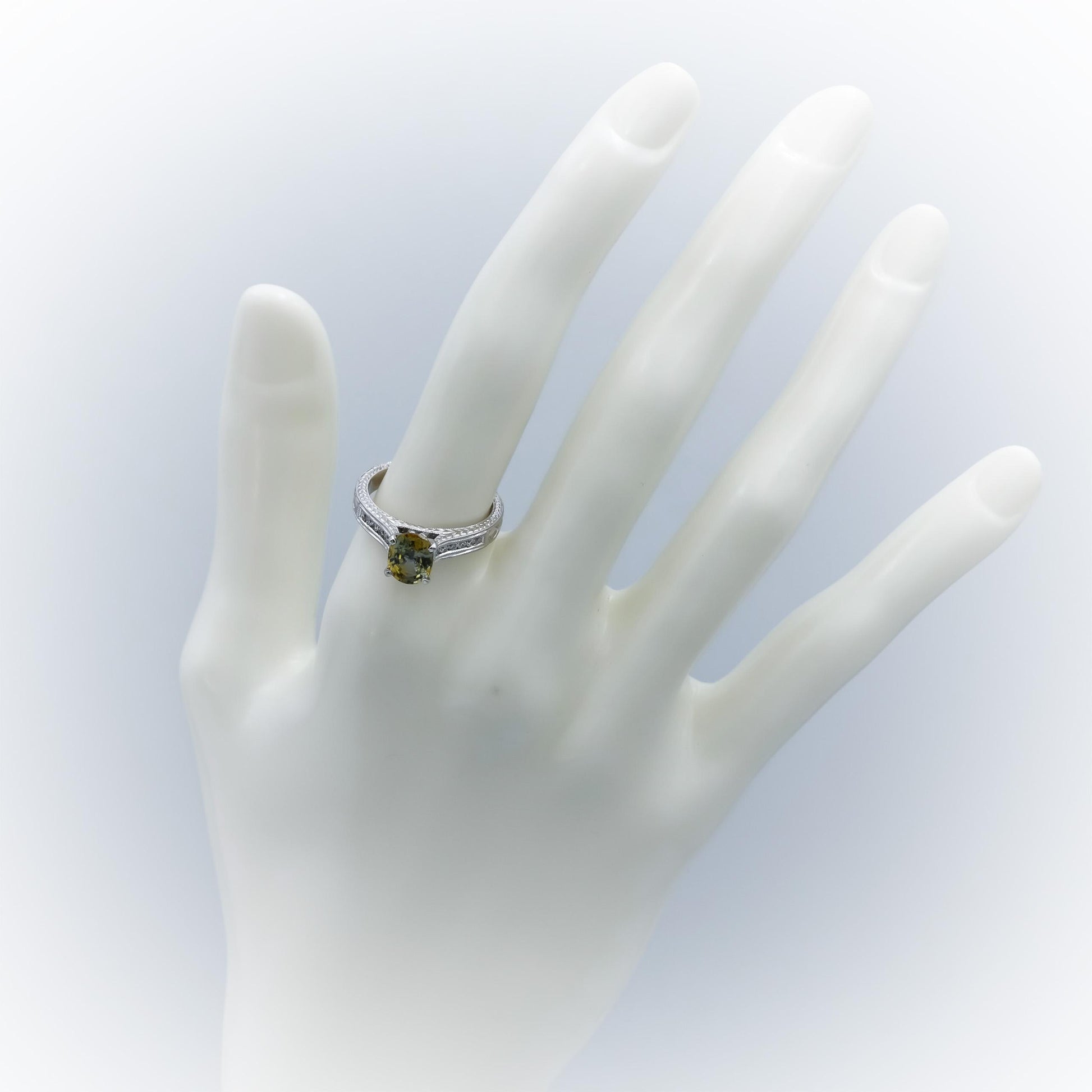 18k White Gold Diamond and Bi-Color Sapphire Ring 1.84CT Size 6.5
