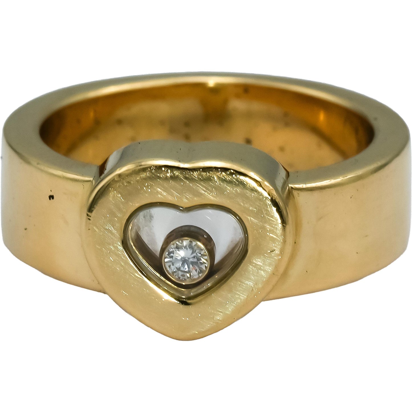CHOPARD 18k Yellow Gold Happy Diamond Heart Ring Size 5.75 w/ Box Papers