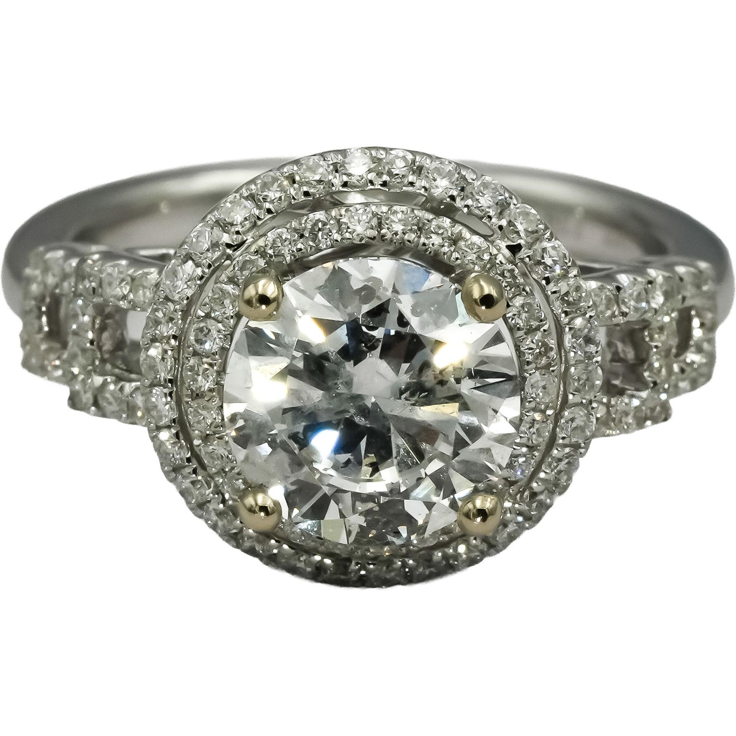 18k White Gold Round Diamond Engagement Ring 2.60CT w/ 2.14CT Center Size 6.5