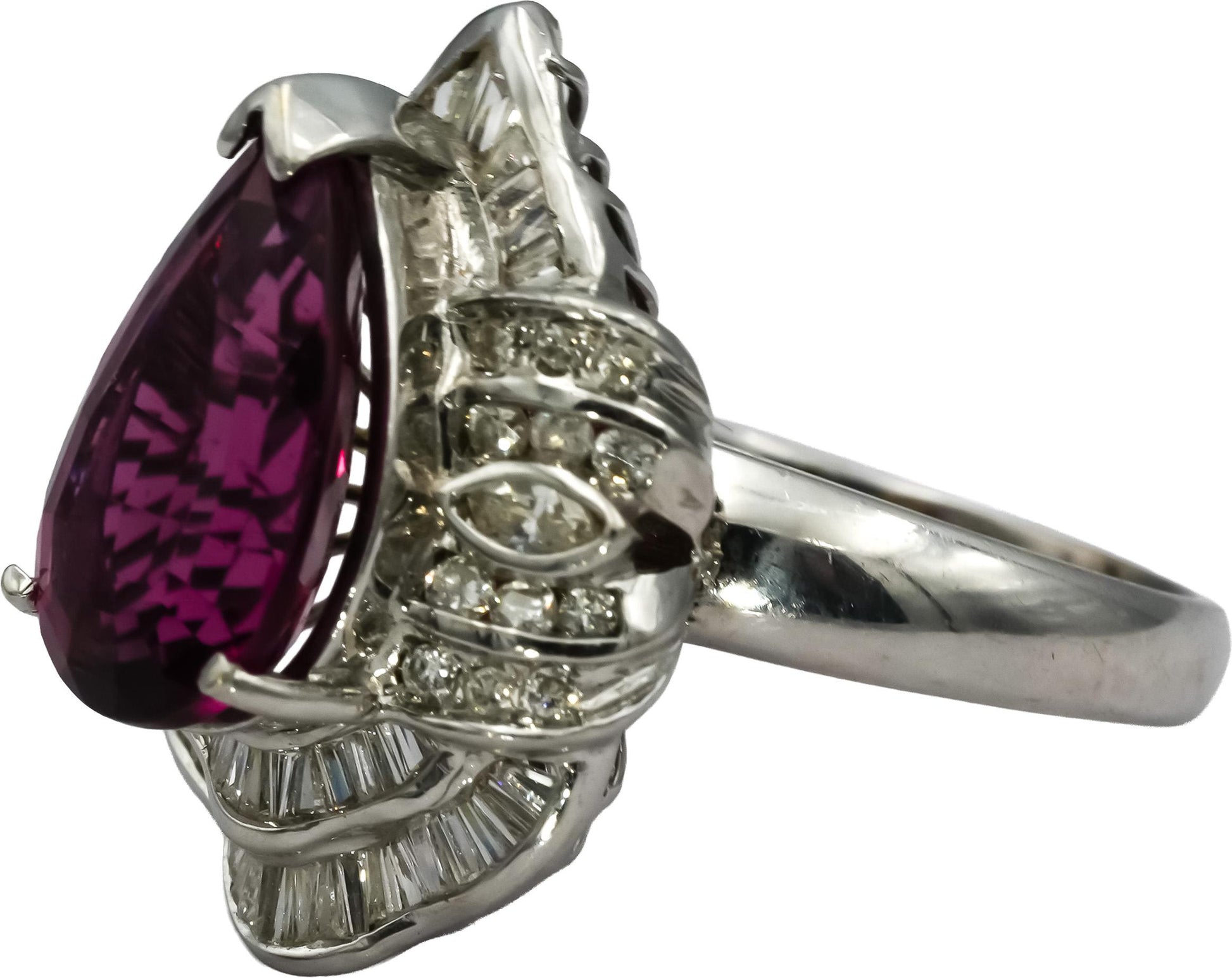 18k White Gold Tourmaline and Diamond Cocktail Ring 5.30CT Size 7.5