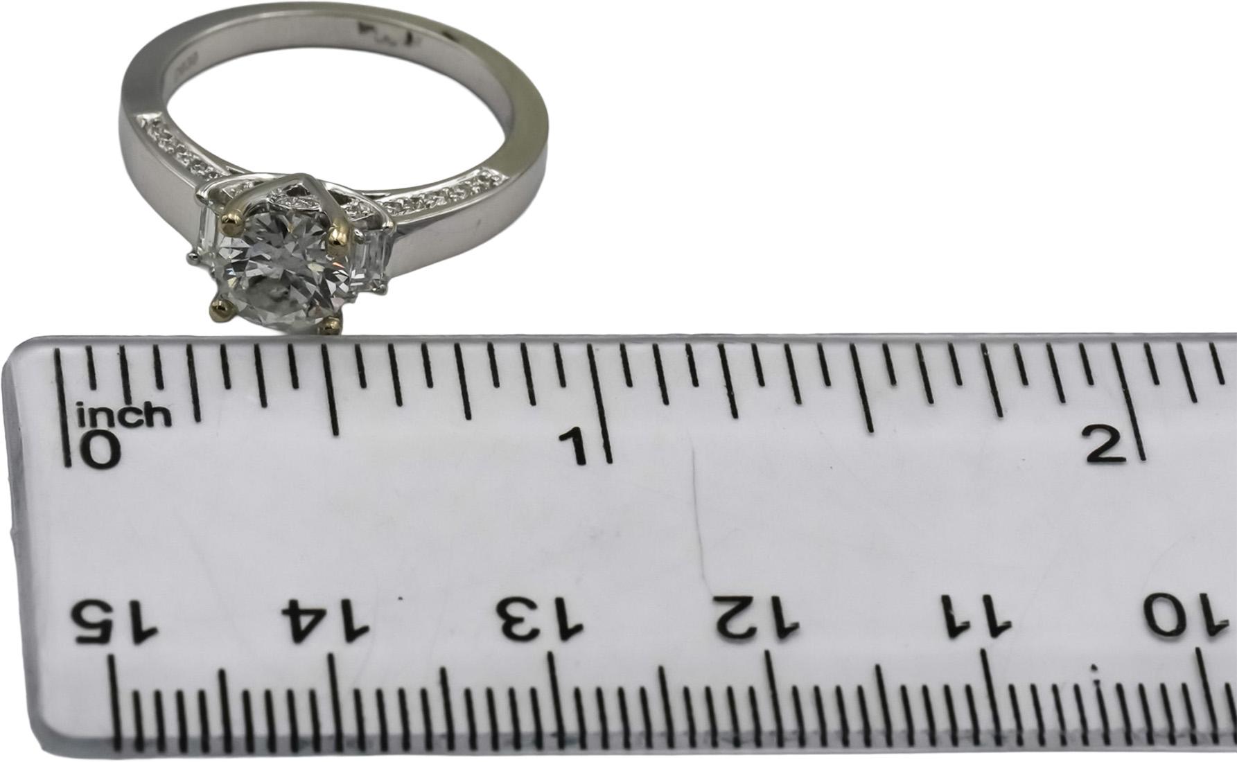 18k White Gold Diamond Engagement Ring 1.36CT w/ 1.06CT Center Size 6.75