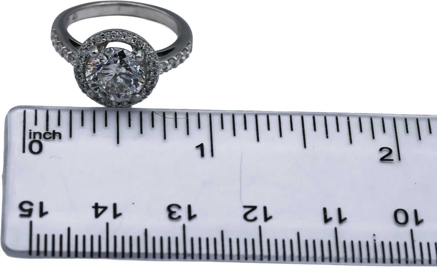 18k White Gold Round Diamond Engagement Ring 2.52CT w/ 2.12CT Center Size 5.5