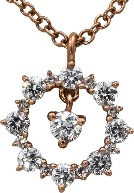 14k Rose Gold VS Round Diamond Pendant Necklace 0.25CT