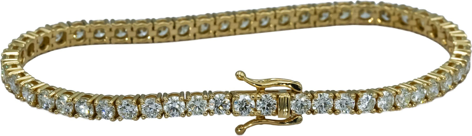 14k Yellow Gold VS Round Diamond Tennis Bracelet 7.03CT