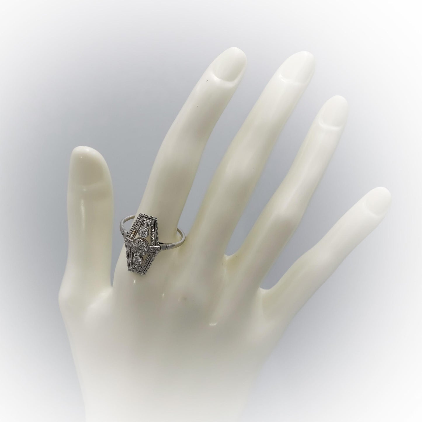 Vintage Antique 10k White Gold Diamond Dinner Ring 0.50CT Size 10.75