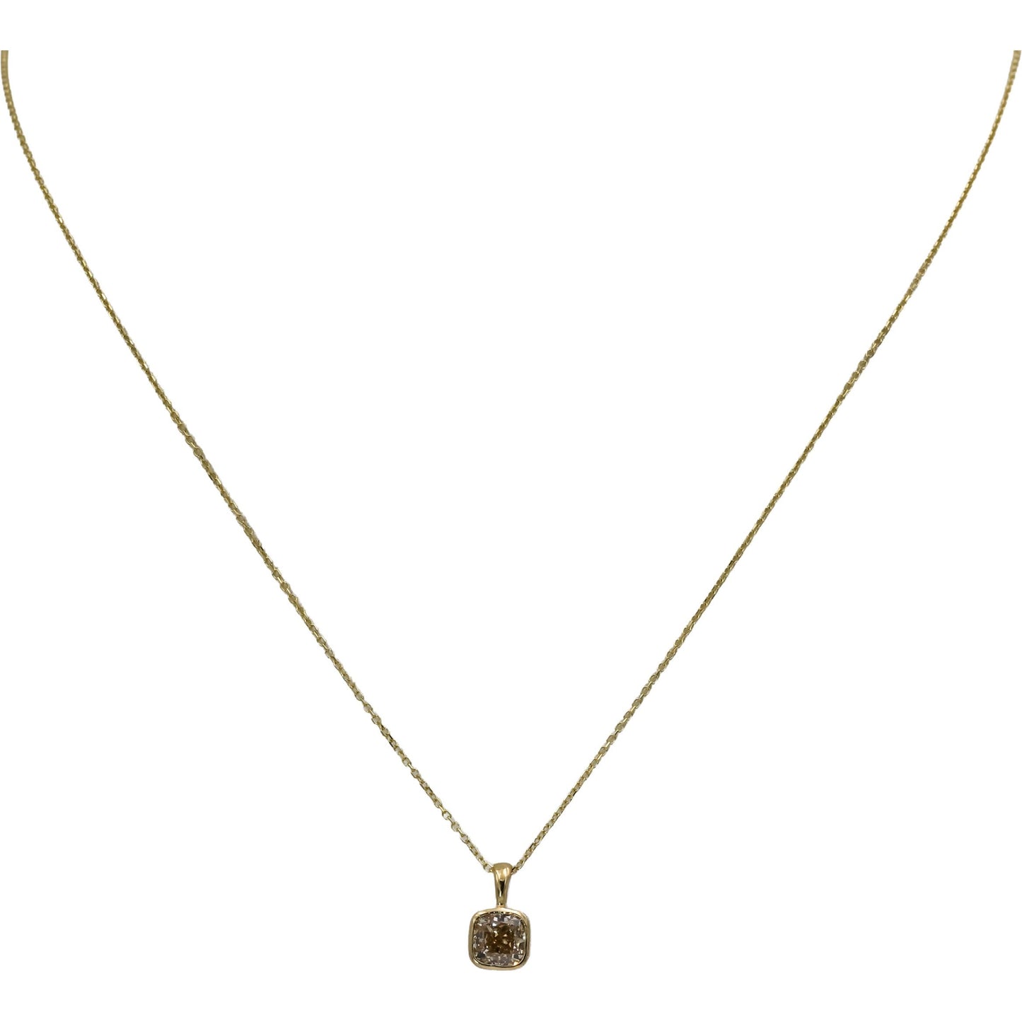 14k Yellow Gold VS Cushion Cut Diamond Solitaire Pendant Necklace 1.00CT