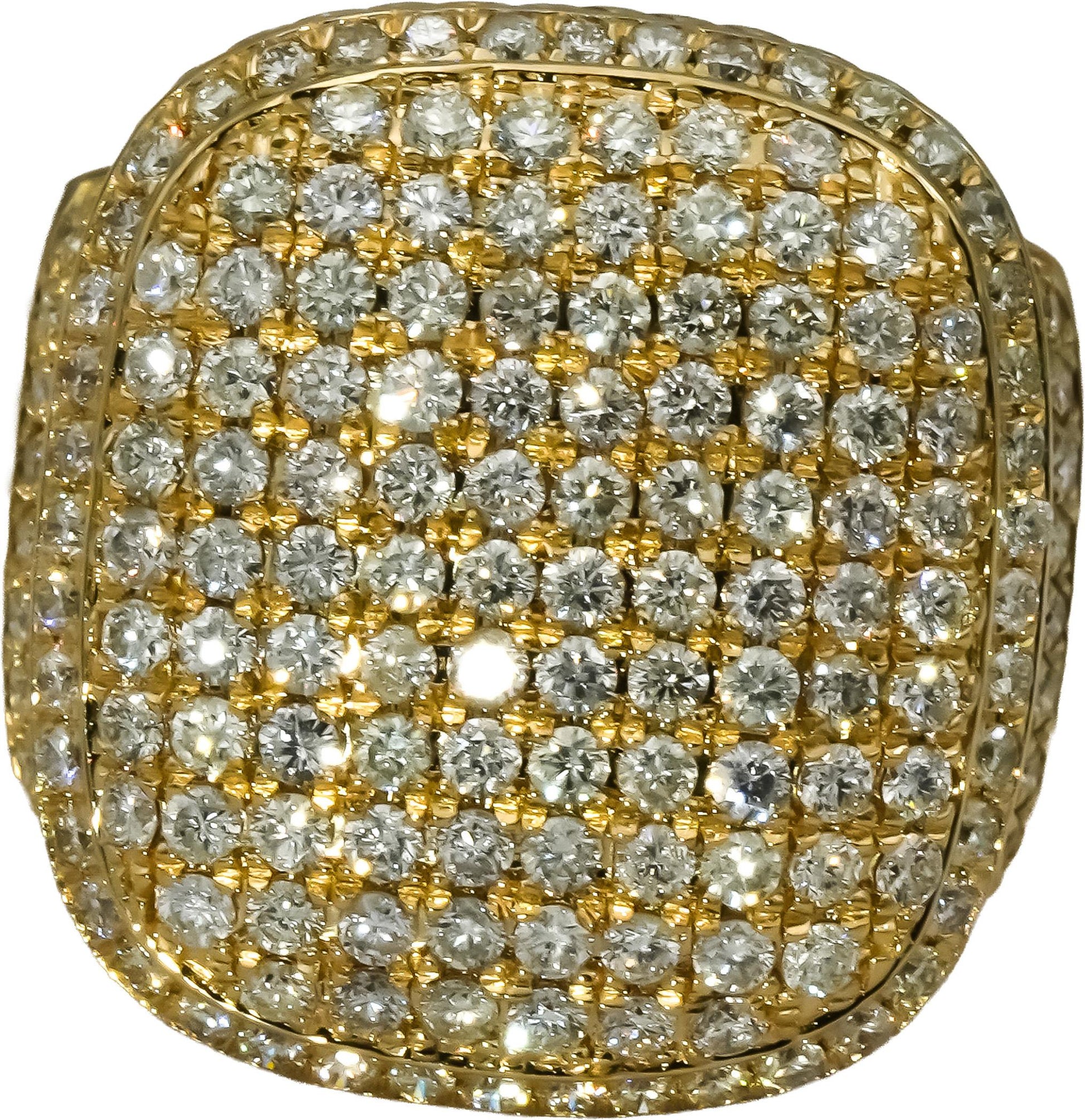 14k Yellow Gold Round Diamond Cluster Men's Ring 2.50CT Size 10