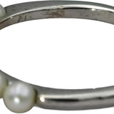 MIKIMOTO 18k White Gold 3.5mm Akoya Pearls Band Ring Size 9.5 w/ Box