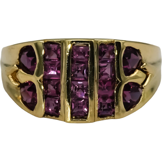 10k Yellow Gold Square and Trillion Cut Pink Tourmaline Ring 1.50CT Size 8