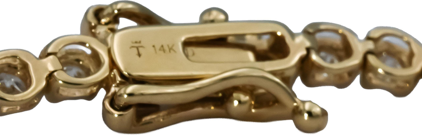 14k Yellow Gold VS Lab-Grown Diamond Tennis Bracelet 1.90CT